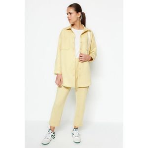 Trendyol Yellow Pocket Detailed Shirt-Pants Knitted Suit obraz