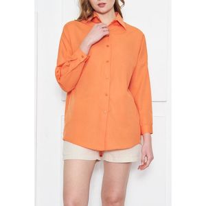 armonika Women's Orange Oversize Long Basic Shirt obraz