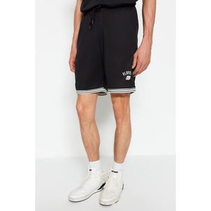 Trendyol Black Men's Regular/Regular Cut Shorts with Printed Text obraz