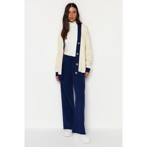 Trendyol Navy Blue Striped Cardigan-Pants Knitwear Suit obraz