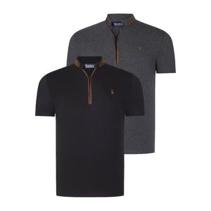 DUAL SET T8571 DEWBERRY ZIPPER MENS T-SHIRT-ANTHRACITE-BLACK obraz