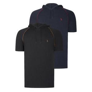 DUAL SET T8570 DEWBERRY HOODED MENS T-SHIRT-BLACK-NAVY BLUE obraz