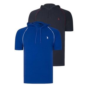 DUAL SET T8570 DEWBERRY HOODED MEN'S T-SHIRT-NAVY BLUE-SAX obraz