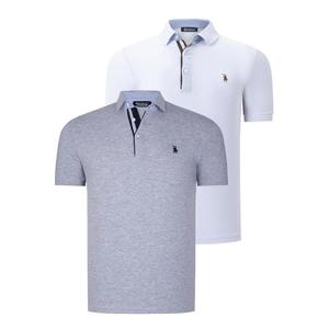 DUAL SET T8582 DEWBERRY MENS T-SHIRT-WHITE-GREY obraz