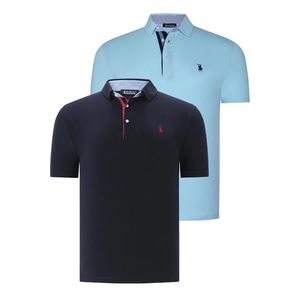 DUAL SET T8582 DEWBERRY MENS T-SHIRT-NAVY BLUE-CYAN obraz