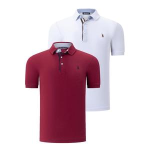 DUAL SET T8582 DEWBERRY PÁNSKÉ TRIČKO-WHITE-BURGUNDY obraz