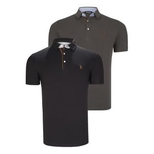 DUAL SET T8582 DEWBERRY PÁNSKÉ TRIČKO-BLACK-KHAKI obraz