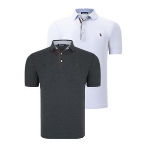 DUAL SET T8582 DEWBERRY MENS T-SHIRT-WHITE-ANTHRACITE obraz