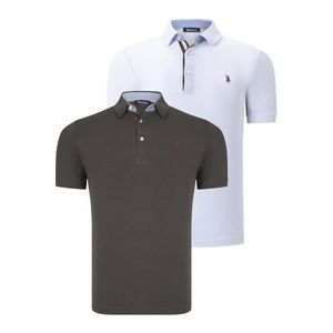 DUAL SET T8582 DEWBERRY MENS T-SHIRT-WHITE-KHAKI obraz