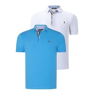 DUAL SET T8582 DEWBERRY MENS T-SHIRT-WHITE-DARK TURQUOISE obraz