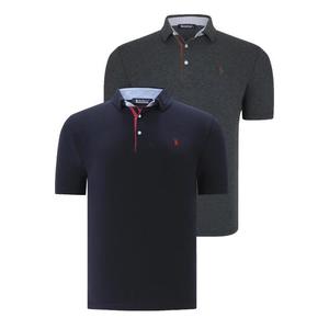 DUAL SET T8582 DEWBERRY MENS T-SHIRT-NAVY BLUE - ANTHRACITE obraz