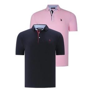 DUAL SET T8582 DEWBERRY MENS T-SHIRT-NAVY BLUE-PINK obraz