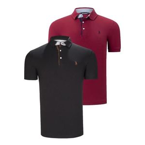 DUAL SET T8582 DEWBERRY MENS T-SHIRT-BLACK-BURGUNDY obraz