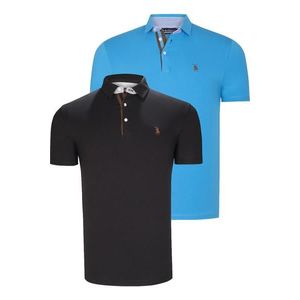 DUAL SET T8582 DEWBERRY MENS T-SHIRT-BLACK-DARK TURQUOISE obraz