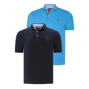 DUAL SET T8582 DEWBERRY MENS T-SHIRT-NAVY BLUE-DARK TURQUOISE obraz