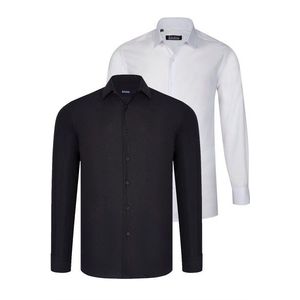 DUAL SET G726 DEWBERRY MEN'S SHIRTS-WHITE-BLACK obraz