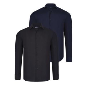 DUAL SET G726 DEWBERRY MENS SHIRT-BLACK-NAVY BLUE obraz