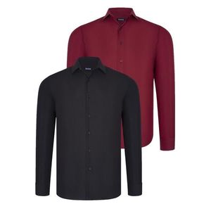 DUAL SET G726 DEWBERRY MENS SHIRTS-BLACK-BURGUNDY obraz