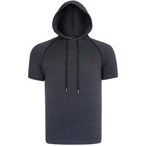 T8570 DEWBERRY HOODED MEN'S T-SHIRT-FLAT ANTHRACITE obraz