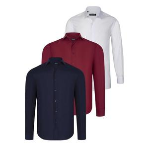 TRIPLE SET G726 DEWBERRY SHIRT-WHITE-NAVY BLUE-BURGUNDY obraz