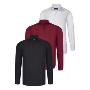 TRIPLE SET G726 DEWBERRY SHIRT-BLACK-WHITE-BURGUNDY obraz