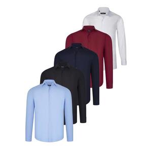 FIVE SET G726 DEWBERRY SHIRT-BLACK-WHITE-NAVY BLUE-BURGUNDY-BLUE obraz