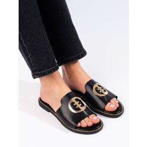 Women's elegant Shelovet slippers black obraz