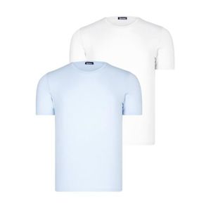 DUAL SET T8569 DEWBERRY BIKE COLLAR MENS T-SHIRT-BLUE-WHITE obraz