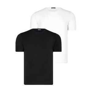 DUAL SET T8569 DEWBERRY BIKE COLLAR MENS T-SHIRT-DARK BLACK-WHITE obraz