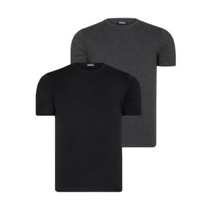 DUAL SET T8569 DEWBERRY BIKE COLLAR MENS T-SHIRT-DARK BLACK-ANTHRACITE obraz