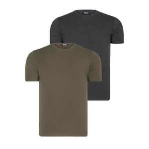 DUAL SET T8569 DEWBERRY BIKE COLLAR MENS T-SHIRT-ANTHRACITE-KHAKI obraz