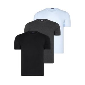 TRIPLE SET T8569 DEWBERRY BIKE COLLAR MENS T-SHIRT-BLACK-BLUE-ANTHRACITE obraz