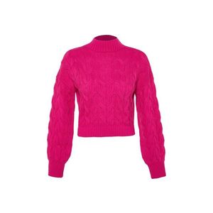 Trendyol Fuchsia Crop Stand-Up Collar Knitwear Sweater obraz