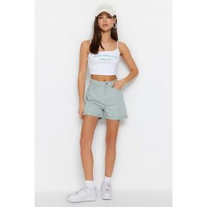 Trendyol High Waist Denim Shorts with Fold Mint Legs obraz