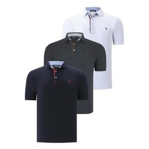 TRIPLE SET T8582 DEWBERRY MENS T-SHIRT-NAVY BLUE-ANTHRACITE-WHITE obraz