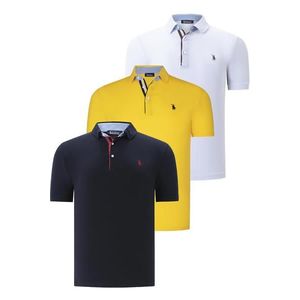 TRIPLE SET T8582 DEWBERRY MENS T-SHIRT-NAVY BLUE-WHITE-YELLOW obraz