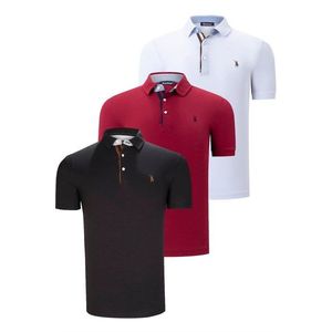 TRIPLE SET T8582 DEWBERRY MENS T-SHIRT-BLACK-WHITE-BURGUNDY obraz