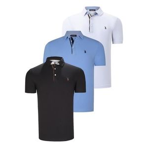 TRIPLE SET T8582 DEWBERRY MENS T-SHIRT-BLACK-WHITE-CLEAR BLUE obraz