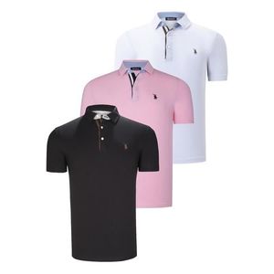 TRIPLE SET T8582 DEWBERRY MENS T-SHIRT-BLACK-WHITE-PINK obraz