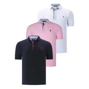 TRIPLE SET T8582 DEWBERRY MENS T-SHIRT-NAVY BLUE-WHITE-PINK obraz