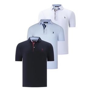 TRIPLE SET T8582 DEWBERRY MENS T-SHIRT-NAVY BLUE-WHITE-BABY BLUE obraz