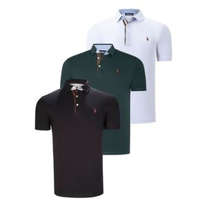 TRIPLE SET T8582 DEWBERRY MENS T-SHIRT-BLACK-WHITE-GREEN obraz