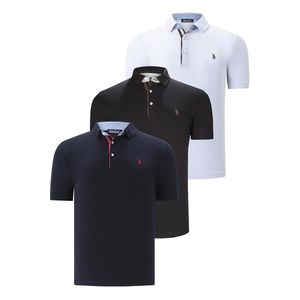 TRIPLE SET T8582 DEWBERRY MENS T-SHIRT-BLACK-WHITE-NAVY BLUE obraz