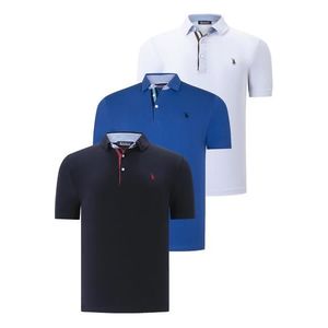 TRIPLE SET T8582 DEWBERRY MENS T-SHIRT-NAVY BLUE-WHITE-SAKS obraz