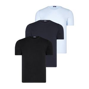 TRIPLE SET T8569 DEWBERRY BIKE COLLAR MENS T-SHIRT-BLACK-NAVY BLUE-BLUE obraz