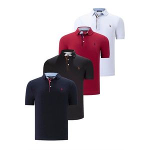 QUAD SET T8582 DEWBERRY MENS T-SHIRT-BLACK-WHITE-NAVY BLUE-BURGUNDY obraz