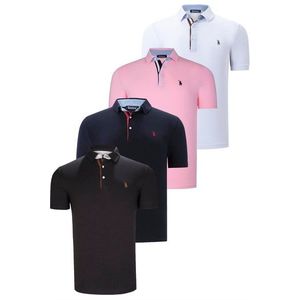 QUAD SET T8582 DEWBERRY MENS T-SHIRT-BLACK-WHITE-NAVY BLUE-PINK obraz