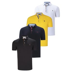 QUAD SET T8582 DEWBERRY MENS T-SHIRT-BLACK-WHITE-NAVY BLUE-YELLOW obraz