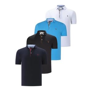 QUAD SET T8582 DEWBERRY MENS T-SHIRT-BLACK-WHITE-NAVY BLUE-DARK TURQUOISE obraz