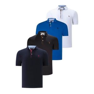 QUAD SET T8582 DEWBERRY MENS T-SHIRT-BLACK-WHITE-NAVY BLUE-SAKS obraz